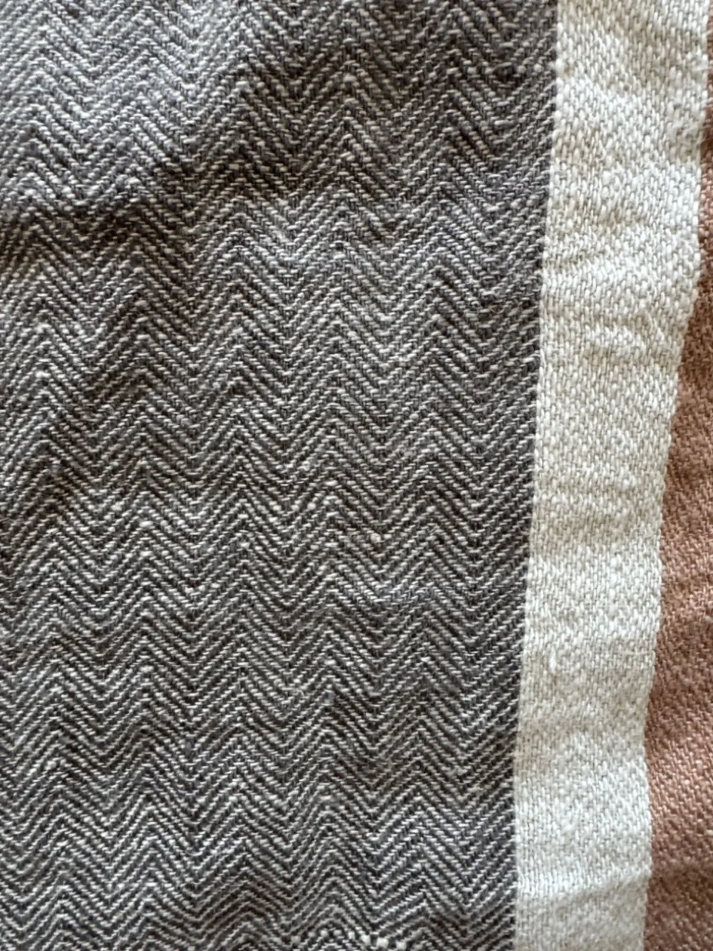 Pom Pom At Home 100% linen Gray and Brown Striped Accent Pillow case cover NWOT